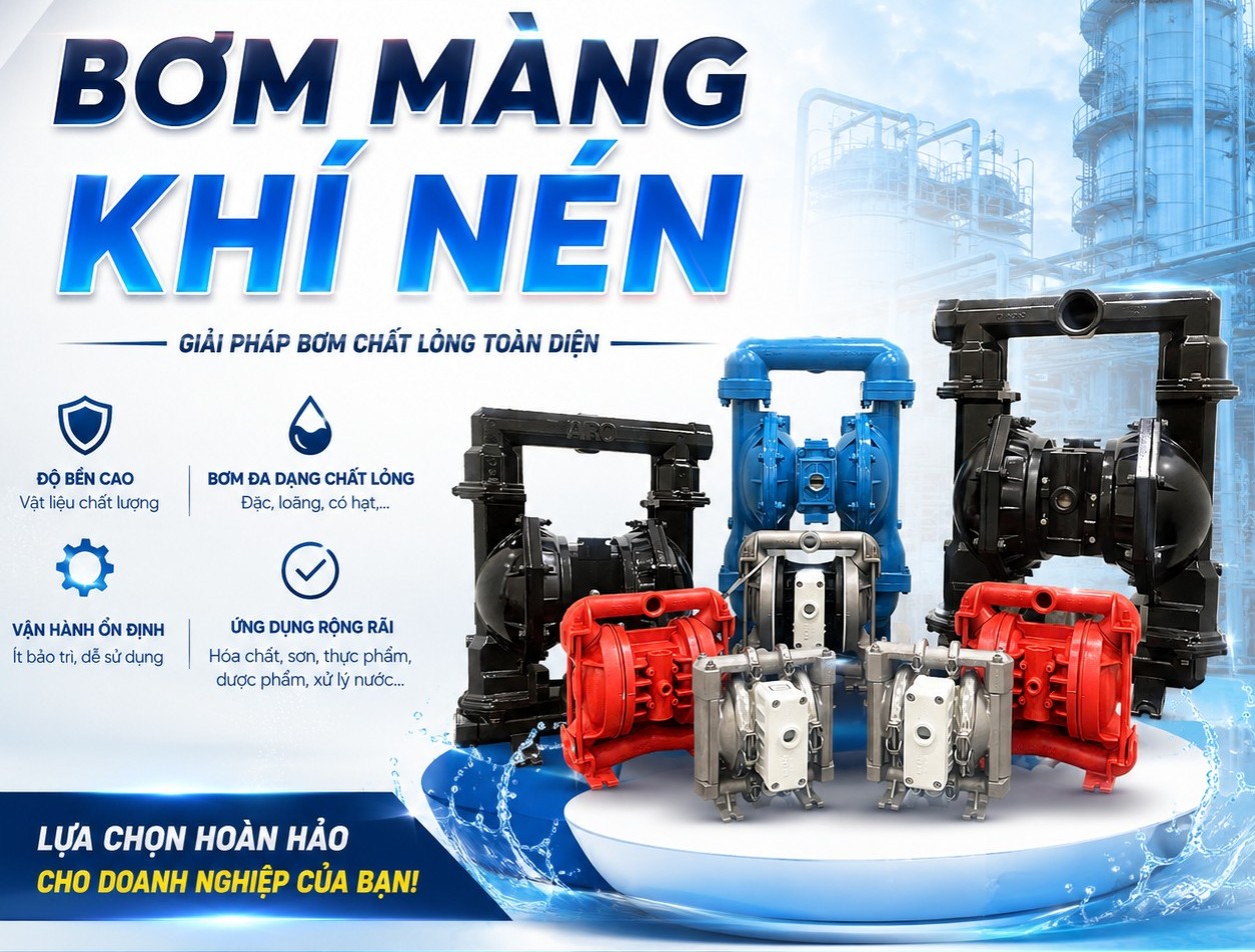 Bơm màng Carten bơm ép bùn thải | Giải pháp phù hợp cho hệ thống xử lý nước thải